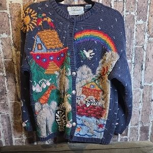 Noah's Ark Cardigan Sweater Hand Knit